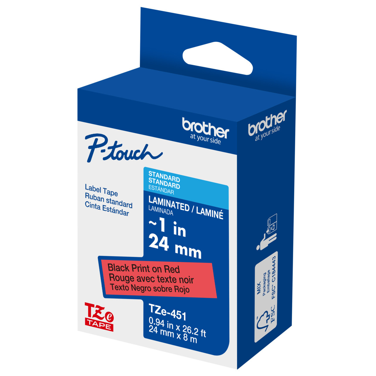 Brother TZe451 Label Tape – Black on Blue, 1