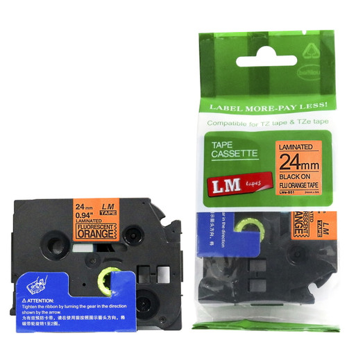 Compatible Black On Fluorescent Orange P-touch Tape Compatible Black On Fluorescent Orange P-touch Tape