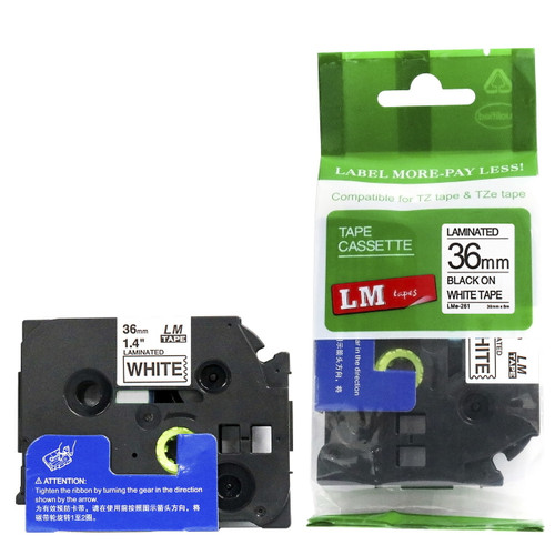 LME261 black lettering on white label tape