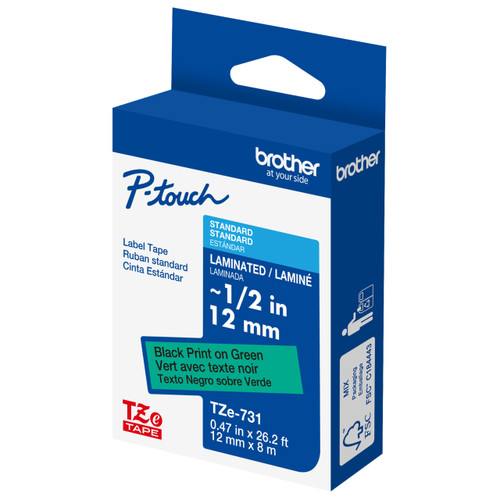 Brother TZe751 Label Tape – Black on Green, 1
