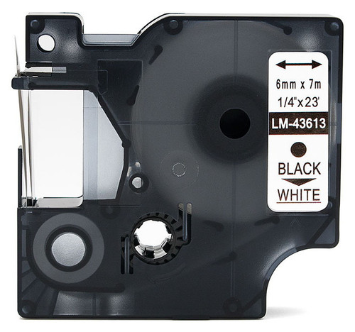 Compatible Dymo 43613 1/4" Black on White D1 Tape Compatible Dymo 43613 1/4" Black on White D1 Tape