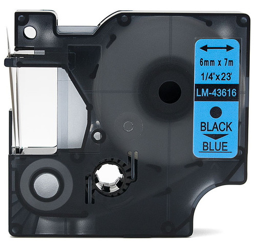 Compatible Dymo 43616 1/4" Black on Blue D1 Tape Compatible Dymo 43616 1/4" Black on Blue D1 Tape