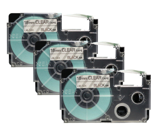 Compatible XR-18X 3/4 In Black on Clear Tape Cassette, 3/Pack