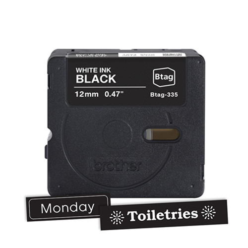 White on Black BTag Label Tape