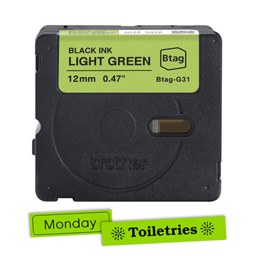 Black on Light Green BTag Label Tape