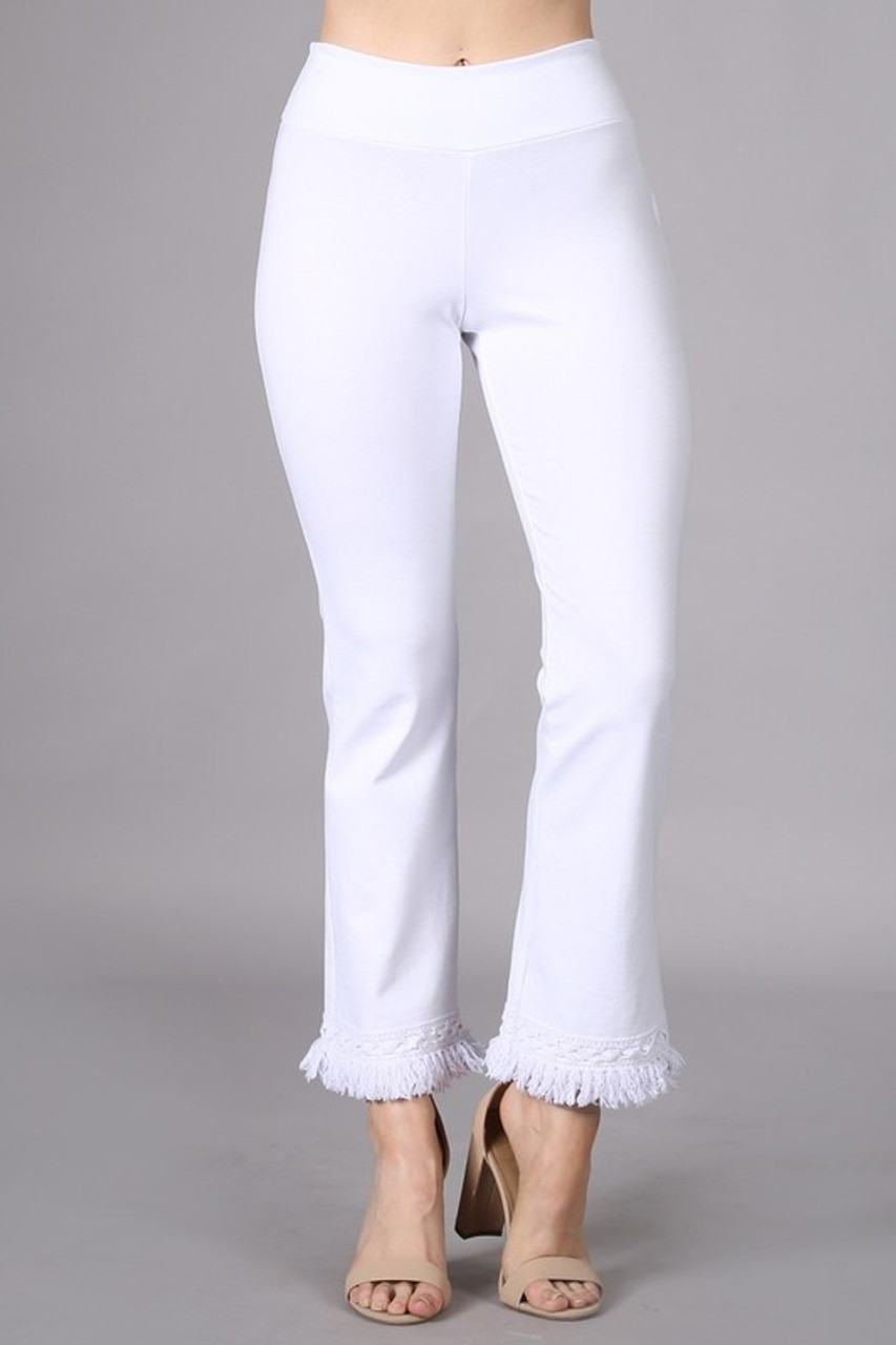 White Fringe High Waist Pants – The Black Pearl Boutique