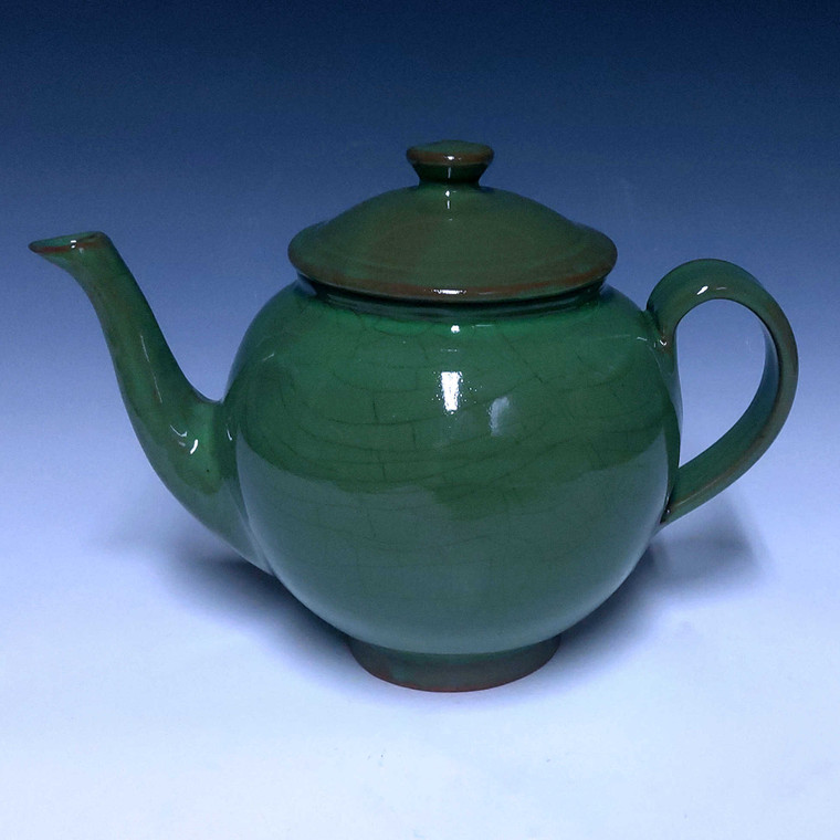 Redware Teapot  Green Glaze