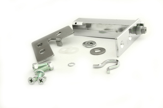 Image showing all the components for the True 870838 door hinge kit with Kason 1556-570-54 cartridge spring