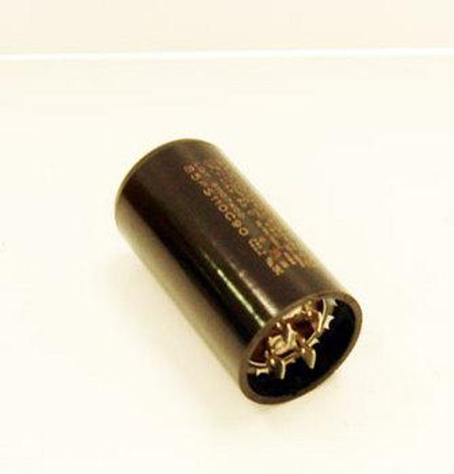 View of the bottom electrical connectors on the True 802118 start capacitor manufactured by Tecumseh (85PS110C90)