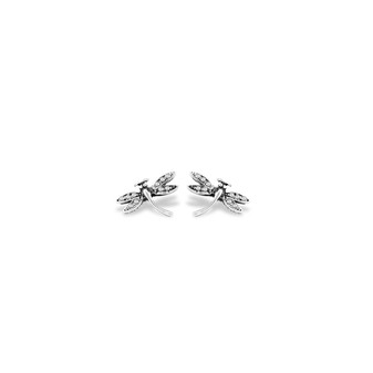 Dragonfly Stud Earrings - Burnished Silver / Swarovski Crystal / Botanical / Everyday Jewellery / Minimalist Earrings / Dragonfly Jewellery / Gifts For Her 