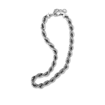 Burnished Silver Rope-Twist Chain Necklace