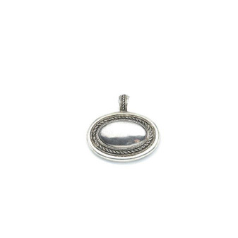 Textured Oval Burnished Silver Pendant