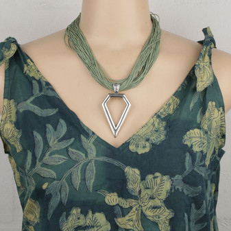 Multi-strand Green Thong Necklace. N869