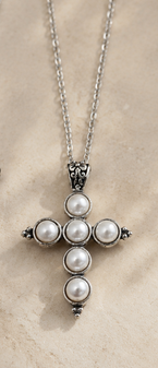 Lustrous White Shell Pearl Cross Enhancer. EN990