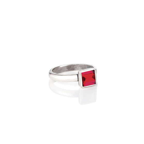 Petite Square Siam Ring  - Please allow 10 - 15 working days for manufacturing.