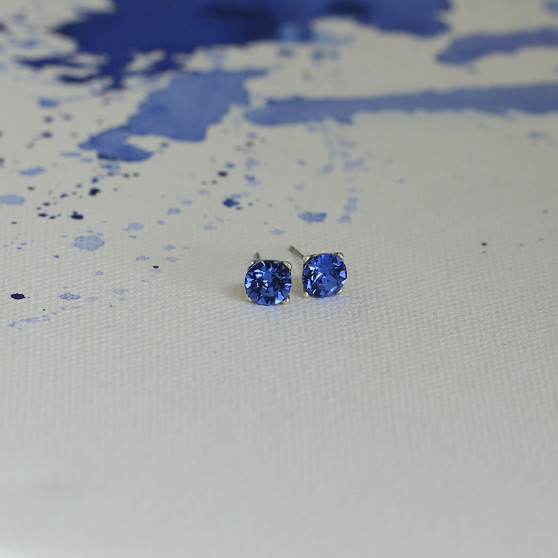 Sapphire Cornflower Blue Stud Earrings