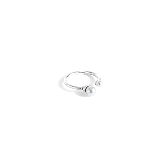 Contemporary Pearl Sterling Silver Ring 