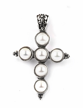 Lustrous White Shell Pearl Cross Enhancer. EN990