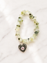 Jade Stretch Bracelet with Swarovski Crystal Heart Charm