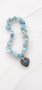 Aquamarine Stretch Bracelet with Swarovski Indian Sapphire Heart Charm