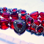Burnished Silver Siam Red Enhancer / Swarovski Crystal