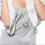 Miglio Clear Crystal Camelia Flower Pendant on a model.