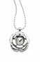 Miglio Clear Crystal Camelia Flower Pendant on a chain.