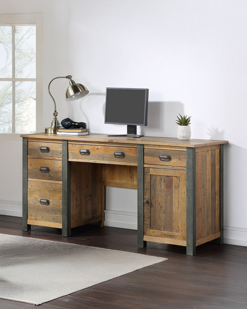 Urban Elegance Reclaimed Twin Pedestal Home Office Desk