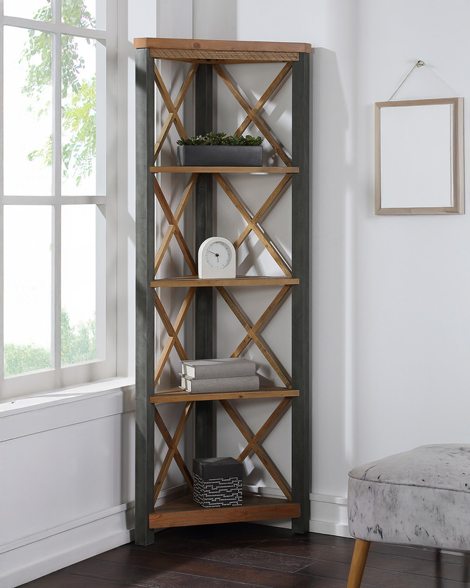 Urban Elegance Reclaimed Large Corner Bookcase