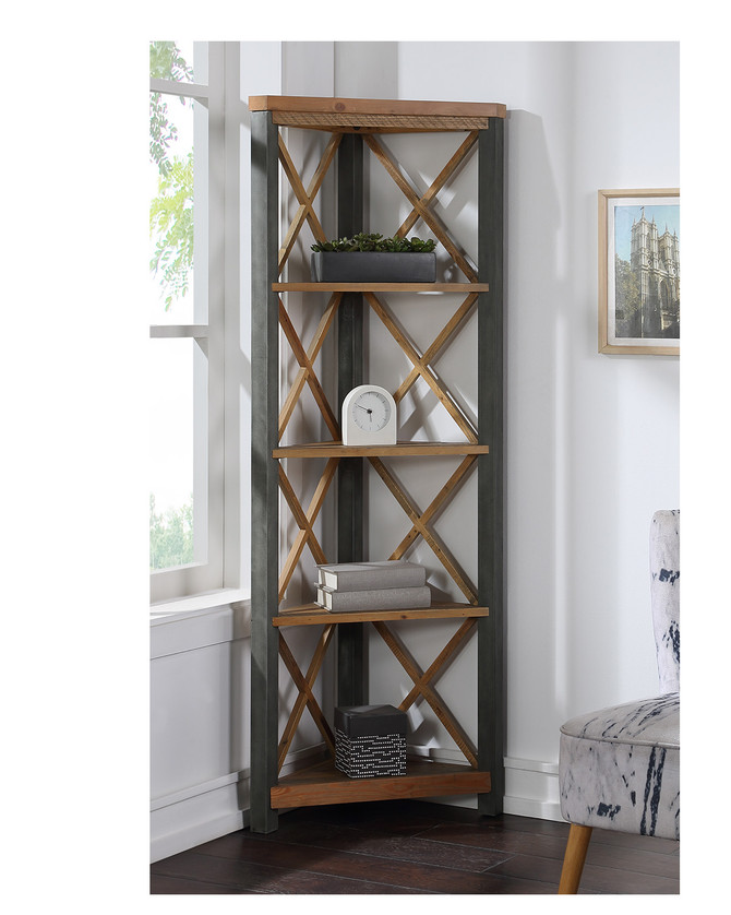 Urban Elegance Reclaimed Large Corner Bookcase
