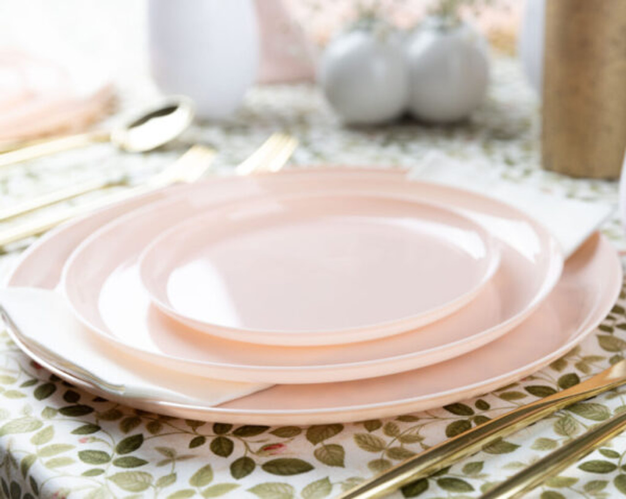 Edge Collection 10.6″ Pink Plates (10 Count) - Kosher Gourmet