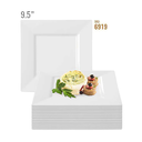 9.5" White Square Plastic Dinner Plates (10 count)