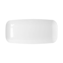 10.6" x 5" Solid White Flat Raised Edge Rectangular Plastic Plates (10 count)