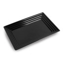 11" x 16" Black Rectangular with Groove Rim Plastic Serving Trays