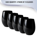 12 oz. Black Elegant Plastic Wine Glasses (16 count)