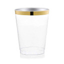 12 oz. Clear with Metallic Gold Rim Round Plastic Tumbler (20 count)