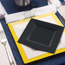 8" Black Square Plastic Salad Plates (10 count)