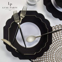 Scalloped Black and Gold 10.7" Plastic Dinner Plates (10 pack)