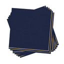 Navy with Gold Stripe Paper Cocktail Napkins (20 Napkins)