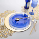 Transparent Bartenura Blue and Gold Round Plastic Dessert Plates  7.25" (10 count)