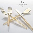 Gold Glitter Plastic Cutlery Set | 32 Pieces