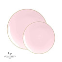 Round Blush and Gold Plastic Dinner Plates 10.25" (10 count)