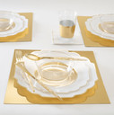 Scalloped Clear Base White and Gold Plastic Dinner Plates 107" (10 count)