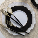 Black and Gold Plastic Cutlery Set | 32 Pieces