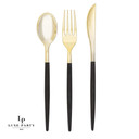 Black and Gold Plastic Cutlery Set | 32 Pieces