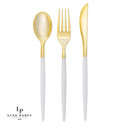 Chic Classic Clear and Gold Plastic Cutlery Set | 32 Pieces