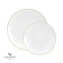 White and Gold Round Plastic Dinner Plates 10.25" (10 count)