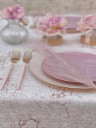 Round Linen and Gold Plastic Dinner Plates 10.25"