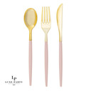 Blush and Gold Plastic Cutlery Set | 32 Pieces