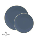 Round Slate and Gold Plastic Dessert Plates 7.25" (10 count)